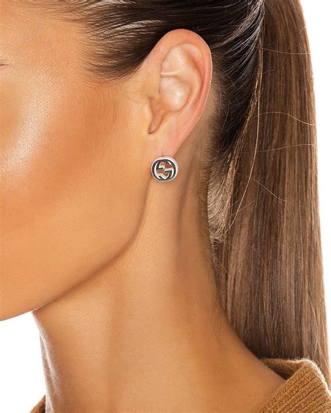 gucci aged sterling silver earrings|Gucci earrings interlocking g.